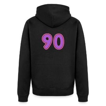 90. 90 ANS. 90e ANNIVERSAIRE. ANNIVERSAIRE 90 ANS. - Veste à capuche bio Premium Unisexe - noir - Dos - Nico (187cm)