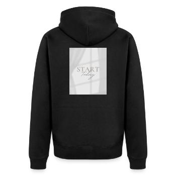 START TODAY - Unisex Premium Bio Zip Hoodie - Schwarz - Hinten - Nico (187cm)