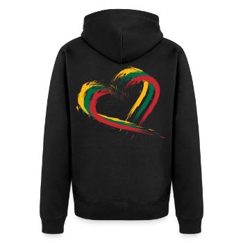 Herz Bürste Flagge Litauens - Unisex Premium Bio Zip Hoodie - Schwarz - Hinten - Nico (187cm)