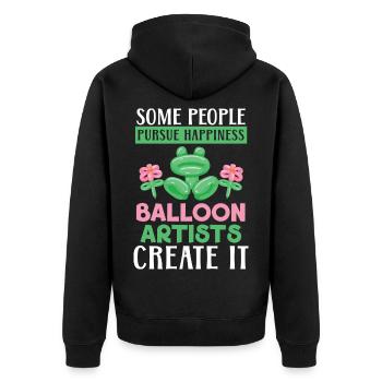 Menschen streben nach Glück Ballonkünstler erschaf - Unisex Premium Bio Zip Hoodie - Schwarz - Hinten - Nico (187cm)