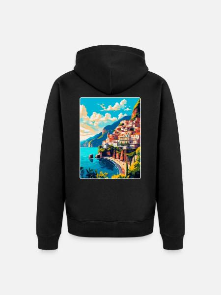 Amalfi Italien Vintage Reiseposter WPA Souvenir - Unisex Premium Bio Zip Hoodie - Schwarz