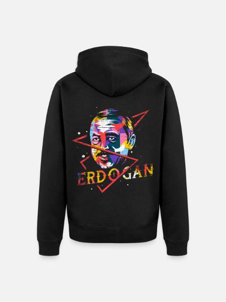 Spöttischer Erdogan Boxhandschuh - Unisex Premium Bio Zip Hoodie - Schwarz