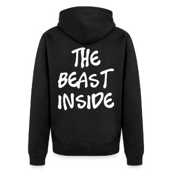 The Beast inside - Unisex Premium Bio Zip Hoodie - Schwarz - Hinten - Nico (187cm)