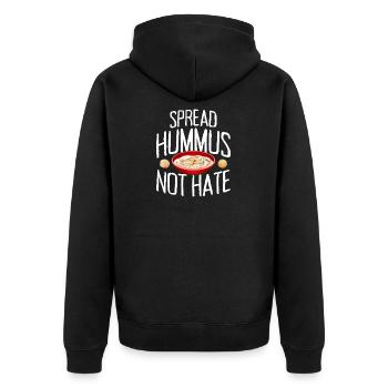 Faites-vous plaisir avec le végétalien Hummus Not Hate - Veste à capuche bio Premium Unisexe - noir - Dos - Nico (187cm)