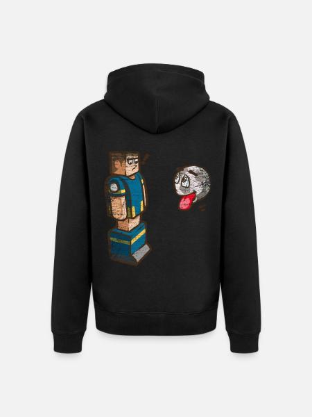 Begeisterter Tischfußball Torjäger - Unisex Premium Bio Zip Hoodie - Schwarz