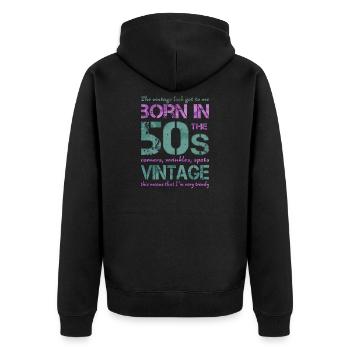 Fünfziger 50th 50s 50er - Unisex Premium Bio Zip Hoodie - Schwarz - Hinten - Nico (187cm)