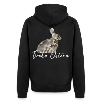 Ostern Frohe Ostern - Unisex Premium Bio Zip Hoodie - Schwarz - Hinten - Nico (187cm)
