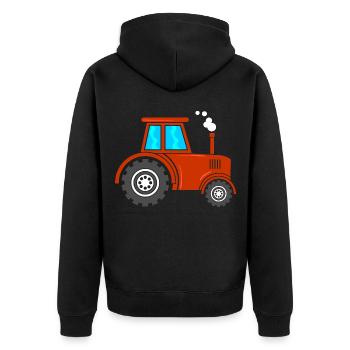 Traktor Trecker - Unisex Premium Bio Zip Hoodie - Schwarz - Hinten - Nico (187cm)