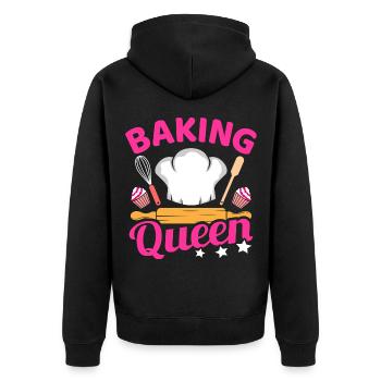 Baking Queen Bake Kitchen Baken Spruch Lustig Bäck - Unisex Premium Bio Zip Hoodie - Schwarz - Hinten - Nico (187cm)