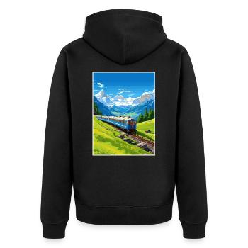 Orient Express Europa Deko Vintage Reiseposter - Unisex Premium Bio Zip Hoodie - Schwarz - Hinten - Nico (187cm)