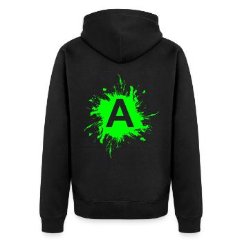 Team A Buchstabe A Anfangsbuchtabe - Unisex Premium Bio Zip Hoodie - Schwarz - Hinten - Nico (187cm)