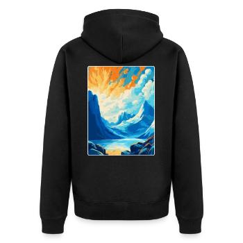 Bodo Norwegen Vintage Reiseposter WPA Kunst Souvenir - Unisex Premium Bio Zip Hoodie - Schwarz - Hinten - Nico (187cm)