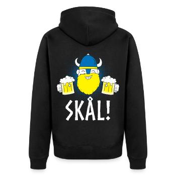 Wikinger Bier Schweden Skandinavien Skal Skol - Unisex Premium Bio Zip Hoodie - Schwarz - Hinten - Nico (187cm)