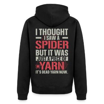 Ich dachte, ich hätte eine Spinne gesehen Arachnid - Unisex Premium Bio Zip Hoodie - Schwarz - Hinten - Nico (187cm)