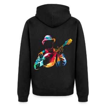 Flinker Mandolinist Zupforchester - Unisex Premium Bio Zip Hoodie - Schwarz - Hinten - Nico (187cm)