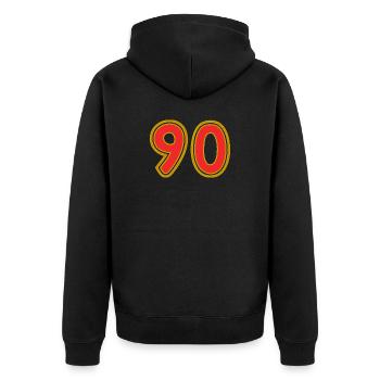 90. 90 ANS. 90e ANNIVERSAIRE. ANNIVERSAIRE 90 ANS. - Veste à capuche bio Premium Unisexe - noir - Dos - Nico (187cm)