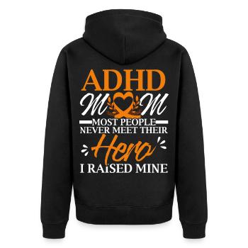 ADHD Mom ADHD Awareness Emrbace Neurodiversity - Unisex Premium Bio Zip Hoodie - Schwarz - Hinten - Nico (187cm)