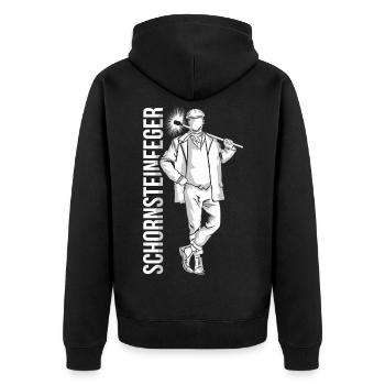 Zünftiger Schornsteinfeger Handwerk - Unisex Premium Bio Zip Hoodie - Schwarz - Hinten - Nico (187cm)