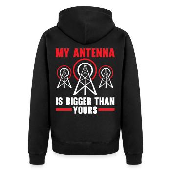 Meine Antenne ist größer als deine Amateurfunkante - Unisex Premium Bio Zip Hoodie - Schwarz - Hinten - Nico (187cm)