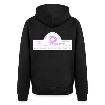 auf den Punkt kommen - Unisex Premium Bio Zip Hoodie - Schwarz - Hinten - Nico (187cm)