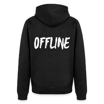 Offline Bold Brushstroke - Unisex Premium Bio Zip Hoodie - Schwarz - Hinten - Nico (187cm)