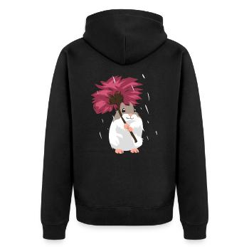 Knuffiger Hamster Löwenzahnblüte - Unisex Premium Bio Zip Hoodie - Schwarz - Hinten - Nico (187cm)