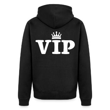 VIP - Unisex Premium Bio Zip Hoodie - Schwarz - Hinten - Nico (187cm)