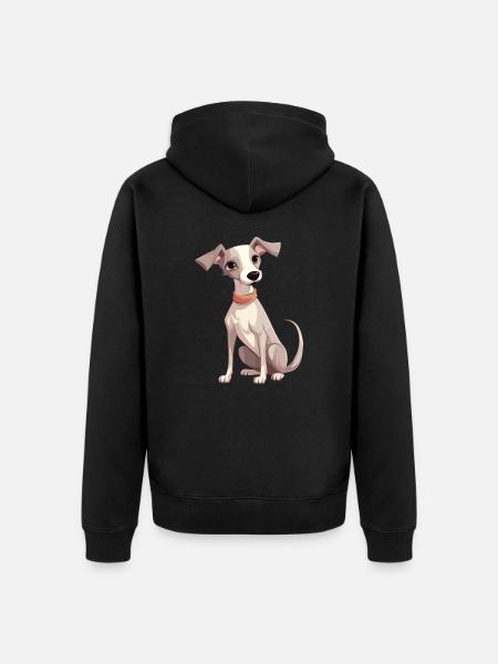 whippet hund niedlich glücklich kawaii cartoon clipart anim - Unisex Premium Bio Zip Hoodie - Schwarz