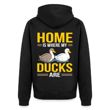 Ducks - Unisex Premium Bio Zip Hoodie - Schwarz - Hinten - Nico (187cm)