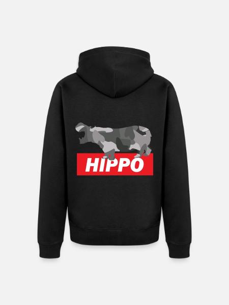 Gemütliches Flusspferd Savanne - Unisex Premium Bio Zip Hoodie - Schwarz