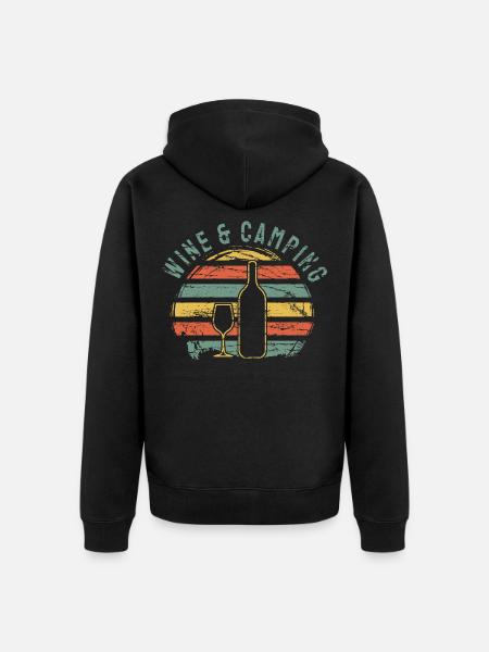 Camping Drinking Wein - Unisex Premium Bio Zip Hoodie - Schwarz