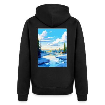 Rovaniemi Finlande Affiche de voyage vintage souvenir - Veste à capuche bio Premium Unisexe - noir - Dos - Nico (187cm)