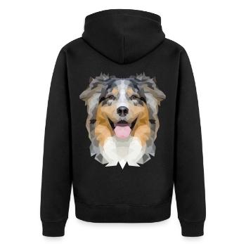 Flinker Australian Shepherd Hütehund - Unisex Premium Bio Zip Hoodie - Schwarz - Hinten - Nico (187cm)