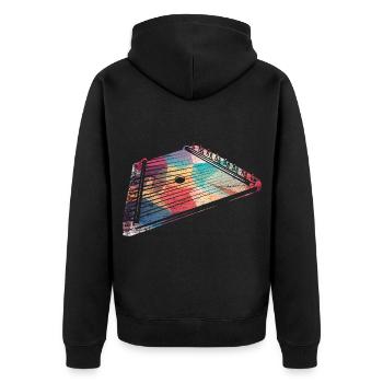 Schwungvolles Hackbrett Volksmusik - Unisex Premium Bio Zip Hoodie - Schwarz - Hinten - Nico (187cm)