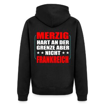 Merzig Saarland Saarländer - Unisex Premium Bio Zip Hoodie - Schwarz - Hinten - Nico (187cm)