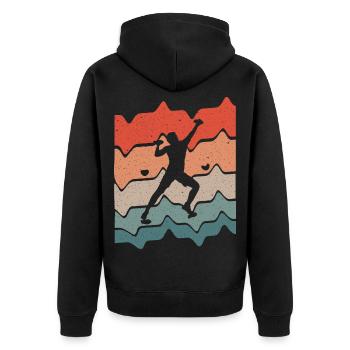 Bouldern Kletterer Kletterhalle Klettern - Unisex Premium Bio Zip Hoodie - Schwarz - Hinten - Nico (187cm)