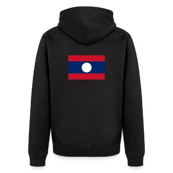 Flagge von Laos - Unisex Premium Bio Zip Hoodie - Schwarz - Hinten - Nico (187cm)