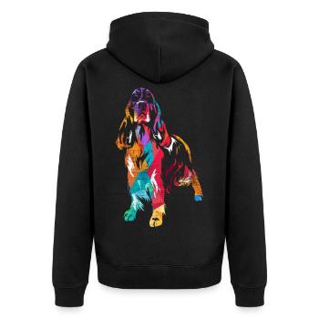 Wachsamer Springer Spaniel Stöberjagd - Unisex Premium Bio Zip Hoodie - Schwarz - Hinten - Nico (187cm)