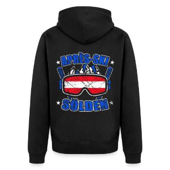 Sölden Österreich Skiurlaub - Unisex Premium Bio Zip Hoodie - Schwarz - Hinten - Nico (187cm)