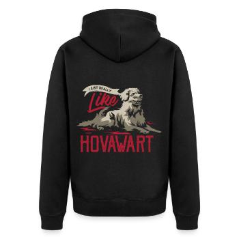 Wachsamer Hovawart Familienhund - Unisex Premium Bio Zip Hoodie - Schwarz - Hinten - Nico (187cm)