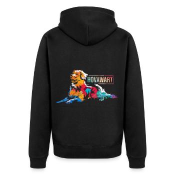Furchtloser Hovawart Schutzhund - Unisex Premium Bio Zip Hoodie - Schwarz - Hinten - Nico (187cm)
