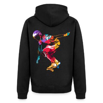 Flinker Waveboard Straßensurfer - Unisex Premium Bio Zip Hoodie - Schwarz - Hinten - Nico (187cm)