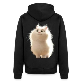 Angora Katze Weiße Angorakatze Süße Angora Katzen - Unisex Premium Bio Zip Hoodie - Schwarz - Hinten - Nico (187cm)
