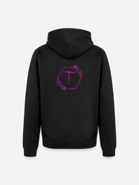 T-Blüten-Monogramm im Hexagon - Unisex Premium Bio Zip Hoodie - Schwarz