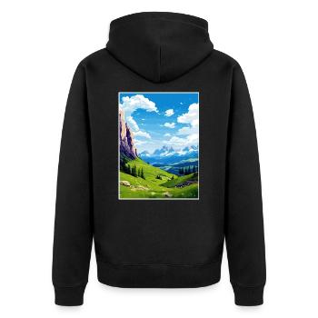 Dolomiten Dolomiten Dolomiten Gebirge Italien - Unisex Premium Bio Zip Hoodie - Schwarz - Hinten - Nico (187cm)