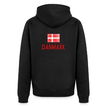 Danmark Dänemark - Unisex Premium Bio Zip Hoodie - Schwarz - Hinten - Nico (187cm)