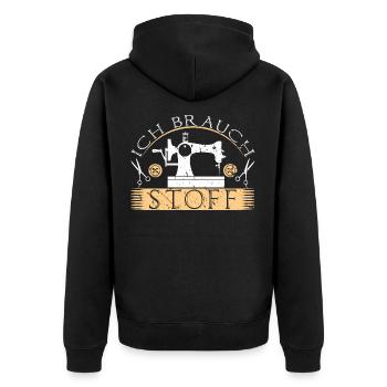 Nähen Handarbeit Schneider - Unisex Premium Bio Zip Hoodie - Schwarz - Hinten - Nico (187cm)