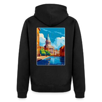 Nottingham Uk Vintage Reiseposter Souvenir WPA - Unisex Premium Bio Zip Hoodie - Schwarz - Hinten - Nico (187cm)