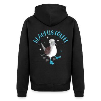 Blaufußtölpel - Unisex Premium Bio Zip Hoodie - Schwarz - Hinten - Nico (187cm)