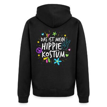 Hippie - Unisex Premium Bio Zip Hoodie - Schwarz - Hinten - Nico (187cm)
